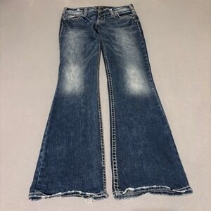 Silver Jeans Co Womens Suki Mid Bootcut Jeans 31x33 Dark Wash Contrast Stitch